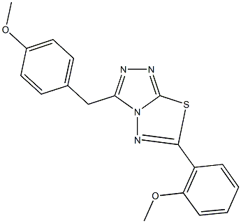 3-(4-methoxybenzyl)-6-(2-methoxyphenyl)[1,2,4]triazolo[3,4-b][1,3,4]thiadiazole Struktur