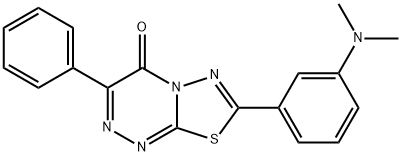 7-[3-(dimethylamino)phenyl]-3-phenyl-4H-[1,3,4]thiadiazolo[2,3-c][1,2,4]triazin-4-one Struktur