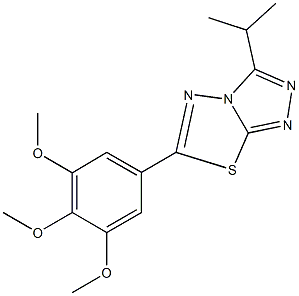 3-isopropyl-6-(3,4,5-trimethoxyphenyl)[1,2,4]triazolo[3,4-b][1,3,4]thiadiazole Struktur