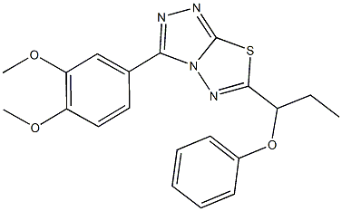 3-(3,4-dimethoxyphenyl)-6-(1-phenoxypropyl)[1,2,4]triazolo[3,4-b][1,3,4]thiadiazole Struktur