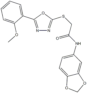 N-(1,3-benzodioxol-5-yl)-2-{[5-(2-methoxyphenyl)-1,3,4-oxadiazol-2-yl]sulfanyl}acetamide Struktur