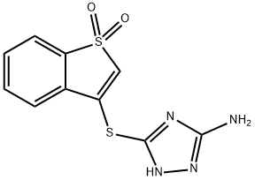 5-[(1,1-dioxido-1-benzothien-3-yl)sulfanyl]-4H-1,2,4-triazol-3-amine Struktur