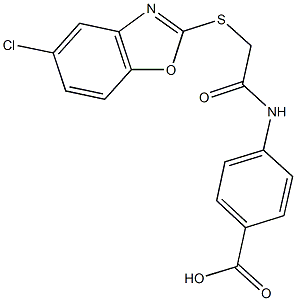 4-({[(5-chloro-1,3-benzoxazol-2-yl)sulfanyl]acetyl}amino)benzoic acid Struktur