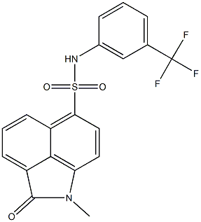 1-methyl-2-oxo-N-[3-(trifluoromethyl)phenyl]-1,2-dihydrobenzo[cd]indole-6-sulfonamide Struktur