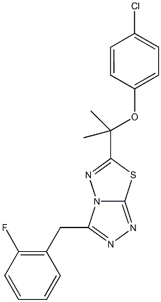 4-chlorophenyl 1-[3-(2-fluorobenzyl)[1,2,4]triazolo[3,4-b][1,3,4]thiadiazol-6-yl]-1-methylethyl ether Struktur