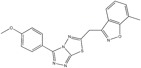 methyl 4-{6-[(7-methyl-1,2-benzisoxazol-3-yl)methyl][1,2,4]triazolo[3,4-b][1,3,4]thiadiazol-3-yl}phenyl ether Struktur