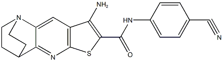 5-amino-N-(4-cyanophenyl)-7-thia-1,9-diazatetracyclo[9.2.2.0~2,10~.0~4,8~]pentadeca-2(10),3,5,8-tetraene-6-carboxamide Struktur