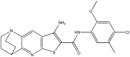 5-amino-N-(4-chloro-2-methoxy-5-methylphenyl)-7-thia-1,9-diazatetracyclo[9.2.2.0~2,10~.0~4,8~]pentadeca-2(10),3,5,8-tetraene-6-carboxamide Struktur