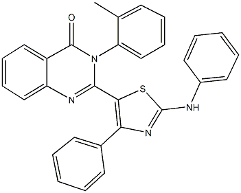 2-(2-anilino-4-phenyl-1,3-thiazol-5-yl)-3-(2-methylphenyl)-4(3H)-quinazolinone Struktur