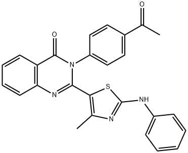 3-(4-acetylphenyl)-2-(2-anilino-4-methyl-1,3-thiazol-5-yl)-4(3H)-quinazolinone Struktur