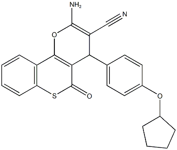 2-amino-4-[4-(cyclopentyloxy)phenyl]-5-oxo-4H,5H-thiochromeno[4,3-b]pyran-3-carbonitrile Struktur