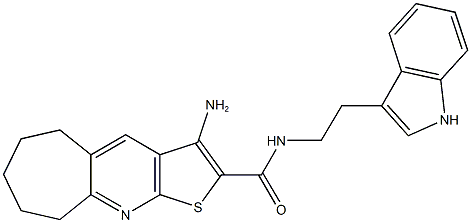 3-amino-N-[2-(1H-indol-3-yl)ethyl]-6,7,8,9-tetrahydro-5H-cyclohepta[b]thieno[3,2-e]pyridine-2-carboxamide Struktur