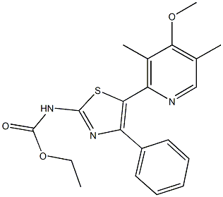 ethyl 5-(4-methoxy-3,5-dimethyl-2-pyridinyl)-4-phenyl-1,3-thiazol-2-ylcarbamate Struktur