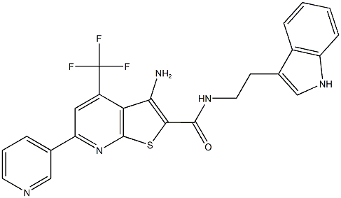 3-amino-N-[2-(1H-indol-3-yl)ethyl]-6-(3-pyridinyl)-4-(trifluoromethyl)thieno[2,3-b]pyridine-2-carboxamide Struktur