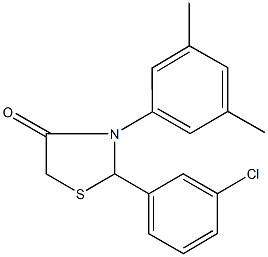 2-(3-chlorophenyl)-3-(3,5-dimethylphenyl)-1,3-thiazolidin-4-one Struktur