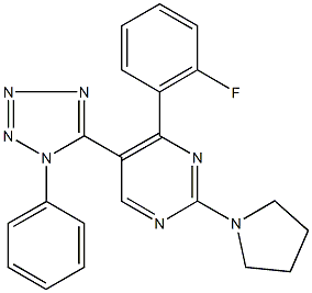 4-(2-fluorophenyl)-5-(1-phenyl-1H-tetraazol-5-yl)-2-(1-pyrrolidinyl)pyrimidine Struktur