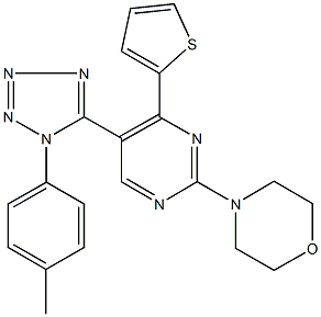 4-[5-[1-(4-methylphenyl)-1H-tetraazol-5-yl]-4-(2-thienyl)-2-pyrimidinyl]morpholine Struktur