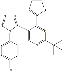 2-tert-butyl-5-[1-(4-chlorophenyl)-1H-tetraazol-5-yl]-4-(2-thienyl)pyrimidine Struktur