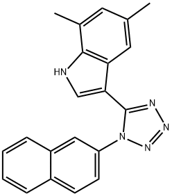 5,7-dimethyl-3-[1-(2-naphthyl)-1H-tetraazol-5-yl]-1H-indole Struktur