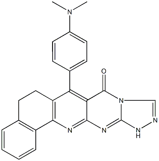 7-[4-(dimethylamino)phenyl]-6,12-dihydrobenzo[h][1,2,4]triazolo[4',3':1,2]pyrimido[4,5-b]quinolin-8(5H)-one Struktur