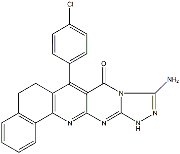 10-amino-7-(4-chlorophenyl)-6,12-dihydrobenzo[h][1,2,4]triazolo[4',3':1,2]pyrimido[4,5-b]quinolin-8(5H)-one Struktur