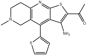 1-[3-amino-6-methyl-4-(2-thienyl)-5,6,7,8-tetrahydrothieno[2,3-b][1,6]naphthyridin-2-yl]ethanone Struktur