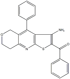 (3-amino-4-phenyl-7,8-dihydro-5H-pyrano[4,3-b]thieno[3,2-e]pyridin-2-yl)(phenyl)methanone Struktur