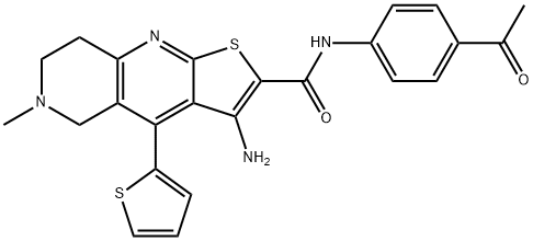 N-(4-acetylphenyl)-3-amino-6-methyl-4-(2-thienyl)-5,6,7,8-tetrahydrothieno[2,3-b][1,6]naphthyridine-2-carboxamide Struktur