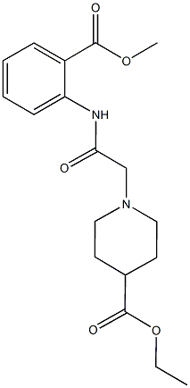 ethyl 1-{2-[2-(methoxycarbonyl)anilino]-2-oxoethyl}-4-piperidinecarboxylate Struktur