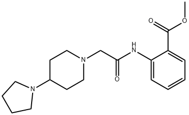 methyl 2-({[4-(1-pyrrolidinyl)-1-piperidinyl]acetyl}amino)benzoate Struktur