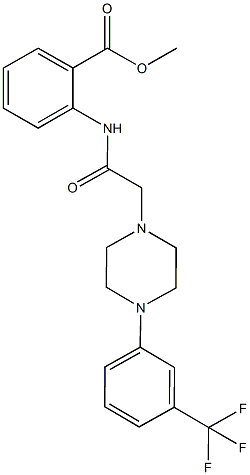 methyl 2-[({4-[3-(trifluoromethyl)phenyl]-1-piperazinyl}acetyl)amino]benzoate Struktur