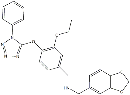 N-(1,3-benzodioxol-5-ylmethyl)-N-{3-ethoxy-4-[(1-phenyl-1H-tetraazol-5-yl)oxy]benzyl}amine Struktur