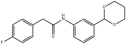 N-[3-(1,3-dioxan-2-yl)phenyl]-2-(4-fluorophenyl)acetamide Struktur