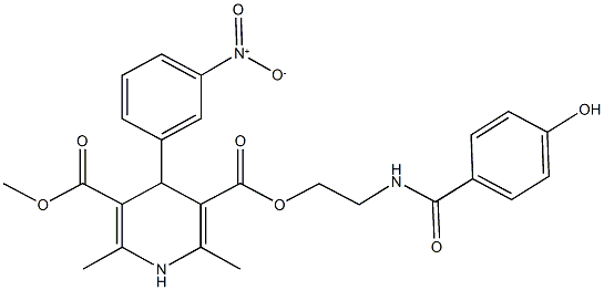 3-{2-[(4-hydroxybenzoyl)amino]ethyl} 5-methyl 4-{3-nitrophenyl}-2,6-dimethyl-1,4-dihydro-3,5-pyridinedicarboxylate Struktur