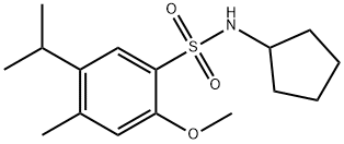 N-cyclopentyl-5-isopropyl-2-methoxy-4-methylbenzenesulfonamide Struktur