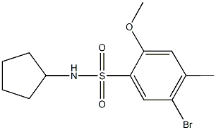 5-bromo-N-cyclopentyl-2-methoxy-4-methylbenzenesulfonamide Struktur