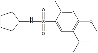 N-cyclopentyl-5-isopropyl-4-methoxy-2-methylbenzenesulfonamide Struktur