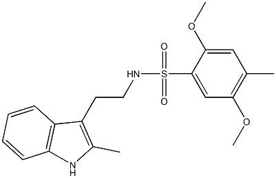 2,5-dimethoxy-4-methyl-N-[2-(2-methyl-1H-indol-3-yl)ethyl]benzenesulfonamide Struktur