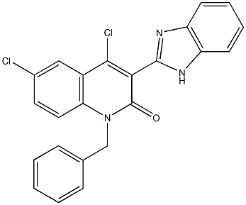 3-(1H-benzimidazol-2-yl)-1-benzyl-4,6-dichloro-2(1H)-quinolinone Struktur