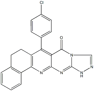 7-(4-chlorophenyl)-6,12-dihydrobenzo[h][1,2,4]triazolo[4',3':1,2]pyrimido[4,5-b]quinolin-8(5H)-one Struktur