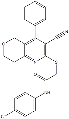 N-(4-chlorophenyl)-2-[(3-cyano-4-phenyl-7,8-dihydro-5H-pyrano[4,3-b]pyridin-2-yl)sulfanyl]acetamide Struktur