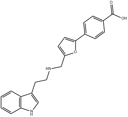 4-[5-({[2-(1H-indol-3-yl)ethyl]amino}methyl)-2-furyl]benzoic acid Struktur