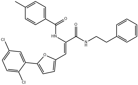 N-(2-[5-(2,5-dichlorophenyl)-2-furyl]-1-{[(2-phenylethyl)amino]carbonyl}vinyl)-4-methylbenzamide Struktur