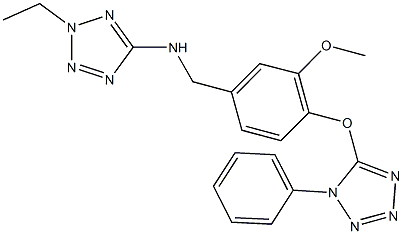 2-ethyl-N-{3-methoxy-4-[(1-phenyl-1H-tetraazol-5-yl)oxy]benzyl}-2H-tetraazol-5-amine Struktur