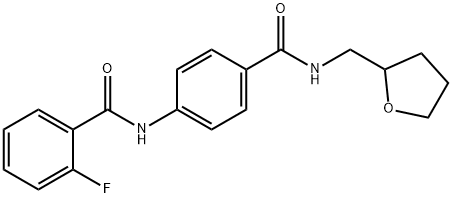 2-fluoro-N-(4-{[(tetrahydro-2-furanylmethyl)amino]carbonyl}phenyl)benzamide Struktur