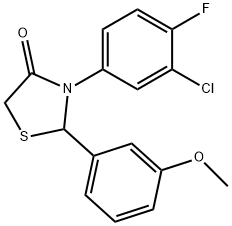 3-(3-chloro-4-fluorophenyl)-2-(3-methoxyphenyl)-1,3-thiazolidin-4-one Struktur