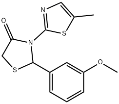 2-(3-methoxyphenyl)-3-(5-methyl-1,3-thiazol-2-yl)-1,3-thiazolidin-4-one Struktur