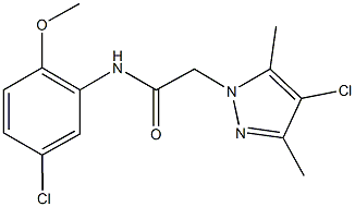 2-(4-chloro-3,5-dimethyl-1H-pyrazol-1-yl)-N-(5-chloro-2-methoxyphenyl)acetamide Struktur