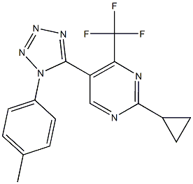 2-cyclopropyl-5-[1-(4-methylphenyl)-1H-tetraazol-5-yl]-4-(trifluoromethyl)pyrimidine Struktur