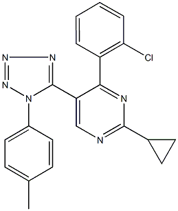 4-(2-chlorophenyl)-2-cyclopropyl-5-[1-(4-methylphenyl)-1H-tetraazol-5-yl]pyrimidine Struktur